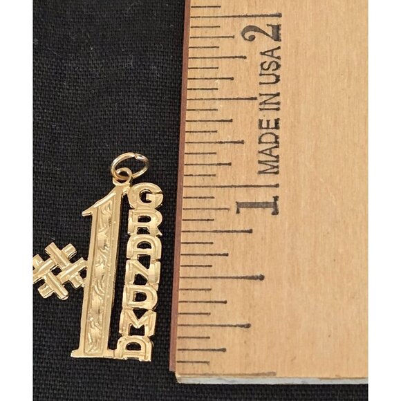 14K Gold "#1 GRANDMA" Pendant Charm - Picture 3 of 4